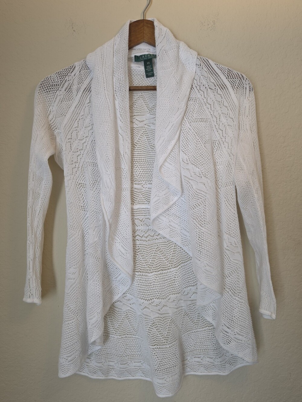 Lauren Ralph Lauren Lace Cardigan Womens XS White Lace Lightweight